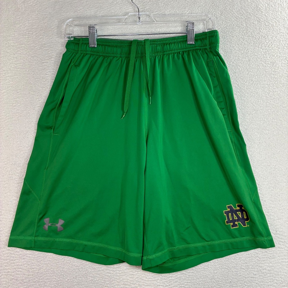 Under Armour Notre Dame Basketball Shorts Men M Green Gym Training Stretch Baggy